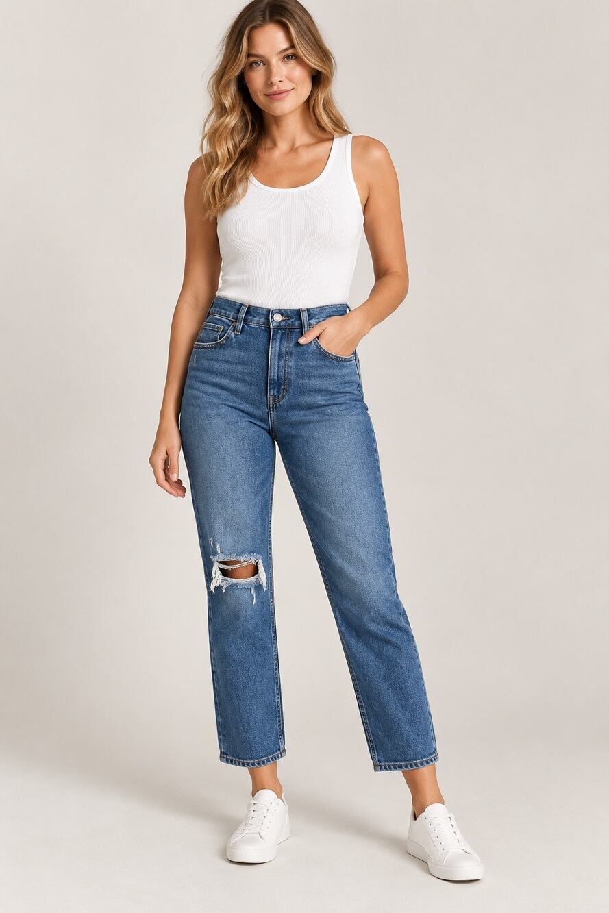 Abercrombie & Fitch Curve Love Ankle Straight Ultra High Rise Jeans 28/6 Long